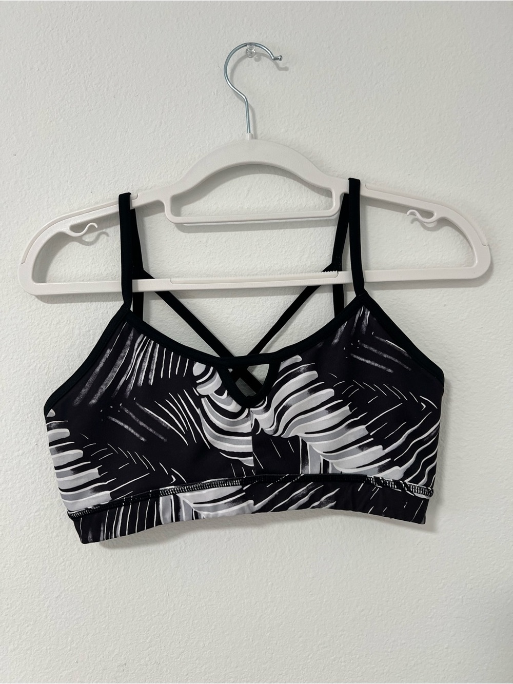 Zella Black & White Strappy Sports Bra